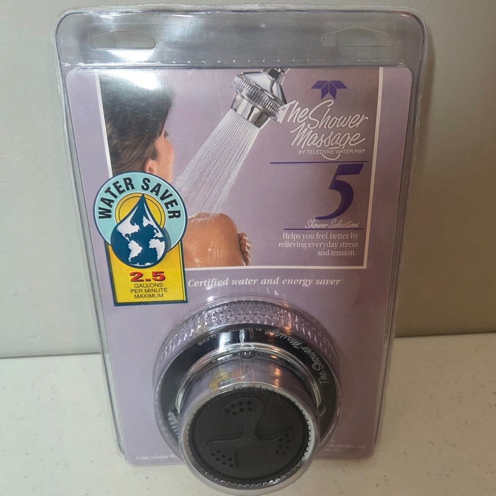 Teledyne Water Pik Original Shower Massage 5‑Setting Showerhead Energy Saver NIB